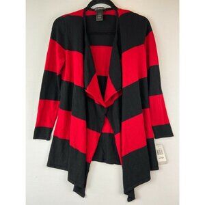 INC International Concepts Black Red Striped Drape Cardigan Size Petite โฆ